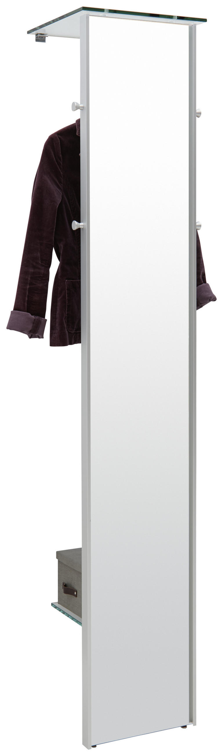 GARDEROBENPANEEL  in 37/189/36 cm  - Alufarben, Design, Glas/Metall (37/189/36cm) - Dieter Knoll