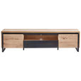 LOWBOARD in 188/48/40 cm - Eichefarben/Schwarz, Design, Holzwerkstoff/Metall (188/48/40cm) - Xora