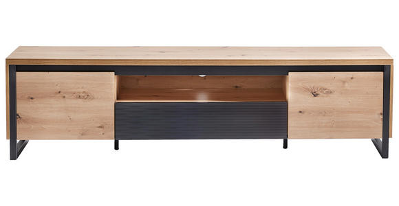 LOWBOARD in 188/48/40 cm - Eichefarben/Schwarz, Design, Holzwerkstoff/Metall (188/48/40cm) - Xora