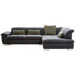 ECKSOFA in Chenille Dunkelgrau  313/242 cm  - Chromfarben/Dunkelgrau, Design, Textil (313/242cm) - Xora