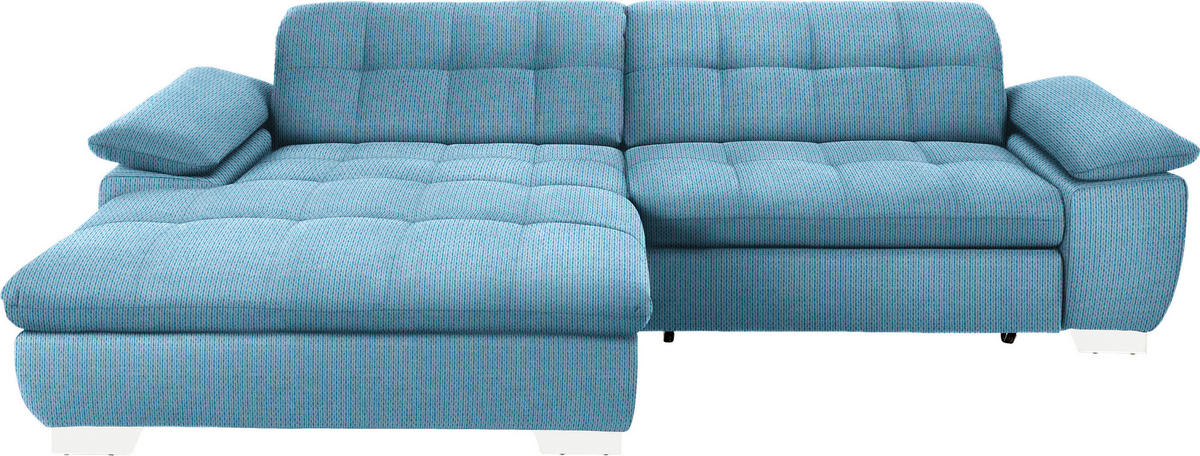 ECKSOFA in Mikrofaser Pastellblau  180/265 cm  - Chromfarben/Pastellblau, Design, Textil/Metall (180/265cm) - Carryhome