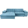 ECKSOFA in Mikrofaser Pastellblau  180/265 cm  - Chromfarben/Pastellblau, Design, Textil/Metall (180/265cm) - Carryhome