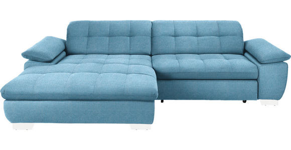 ECKSOFA in Mikrofaser Pastellblau  180/265 cm  - Chromfarben/Pastellblau, Design, Textil/Metall (180/265cm) - Carryhome