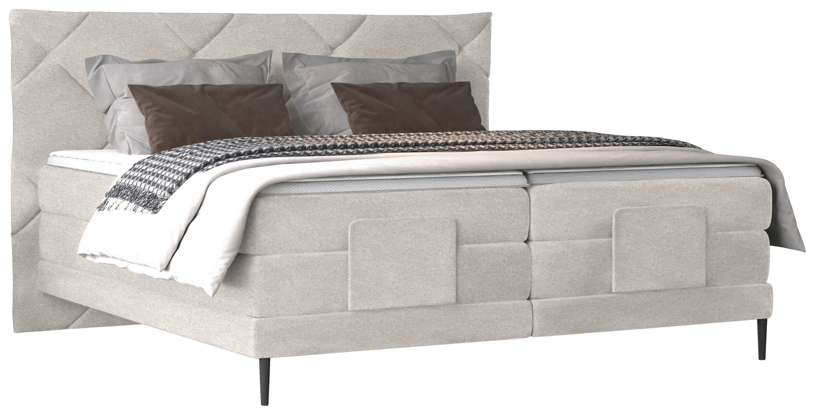 KONTINENTALSÄNG 180/200 cm  i beige  - beige/svart, Klassisk, metall/textil (180/200cm) - Esposa