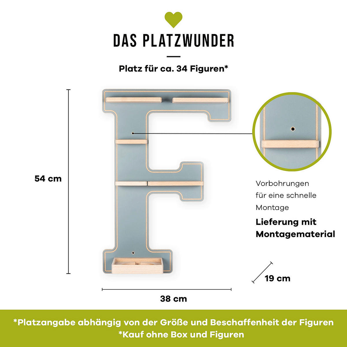 KINDERREGAL Grau  - Grau, MODERN, Holzwerkstoff (38/54/19cm) - MID.YOU
