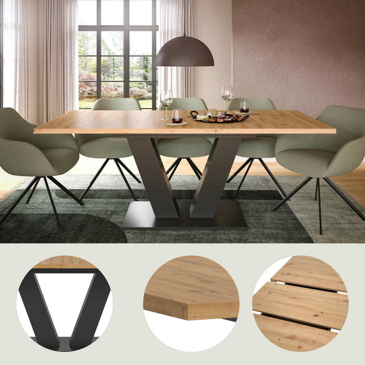 AUSZIEHTISCH Holzwerkstoff 150-190/90/75 cm  - Trend, Holzwerkstoff (150-190/90/75cm) - MID.YOU