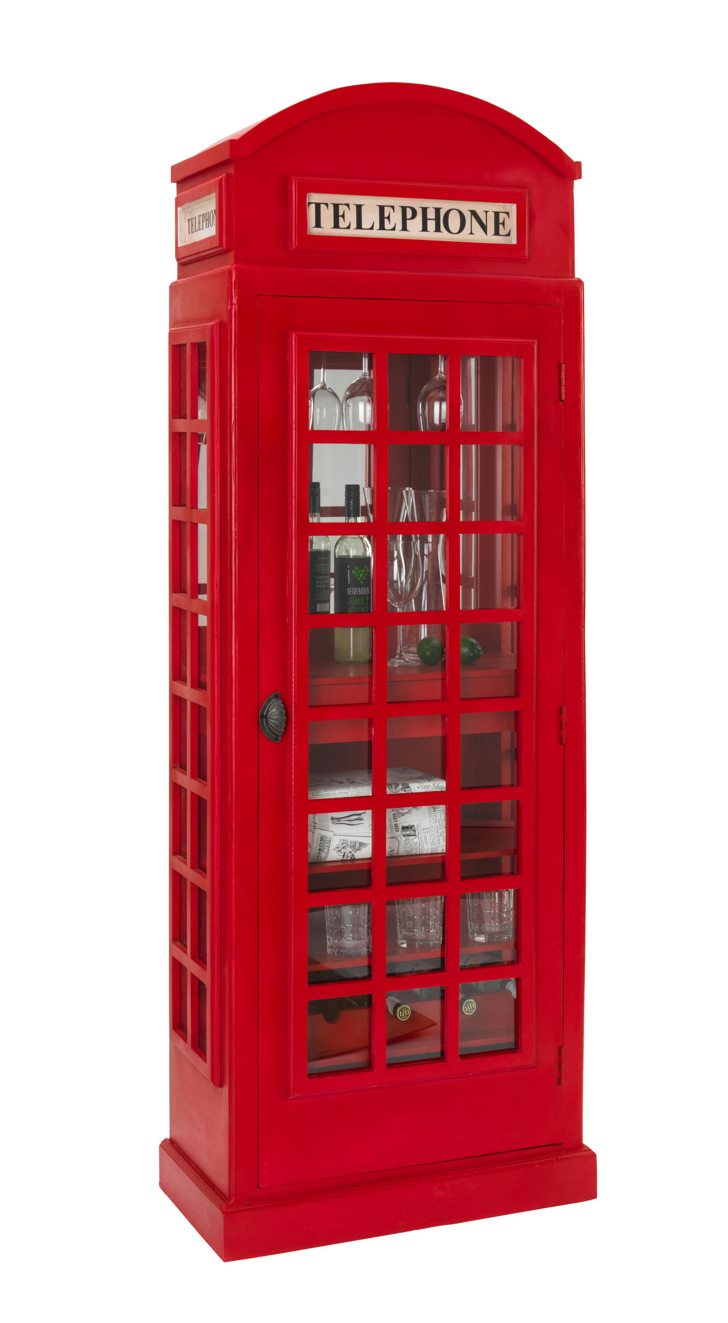 BARSCHRANK in Rot  - Anthrazit/Rot, Trend, Glas/Holz (80/200/45cm) - Ambia Home