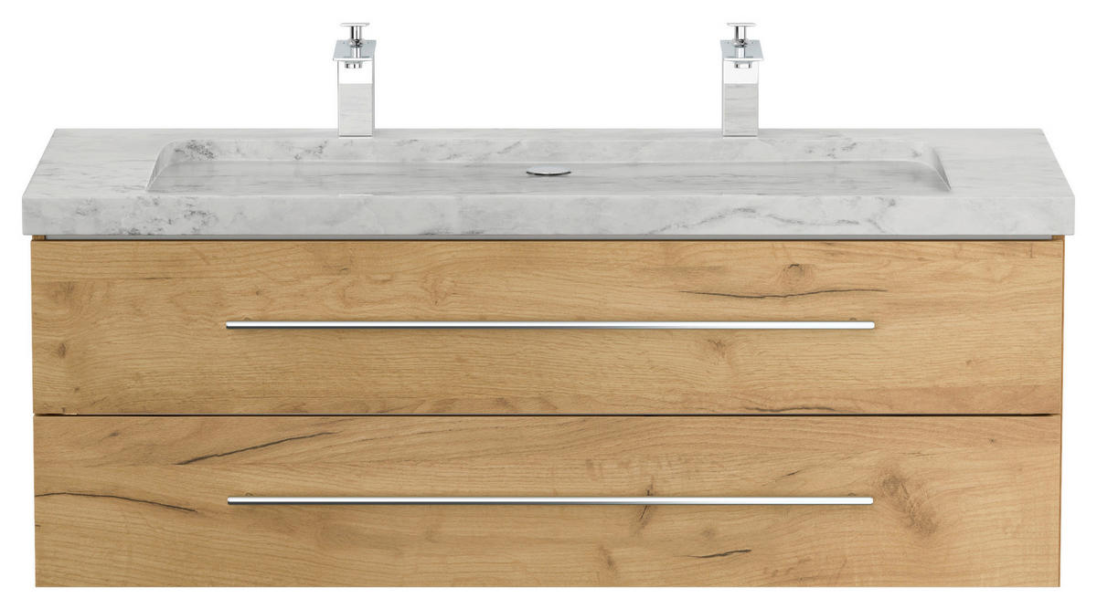 WASCHTISCHKOMBI 130 cm  - Eichefarben, Basics, Holzwerkstoff/Stein (130cm) - MID.YOU