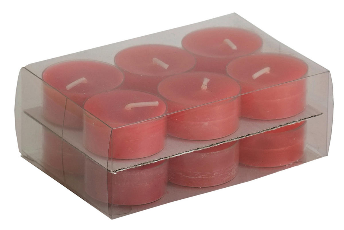 TEELICHTSET 12 Stück  - Rot, Basics (3,8/1,8cm)
