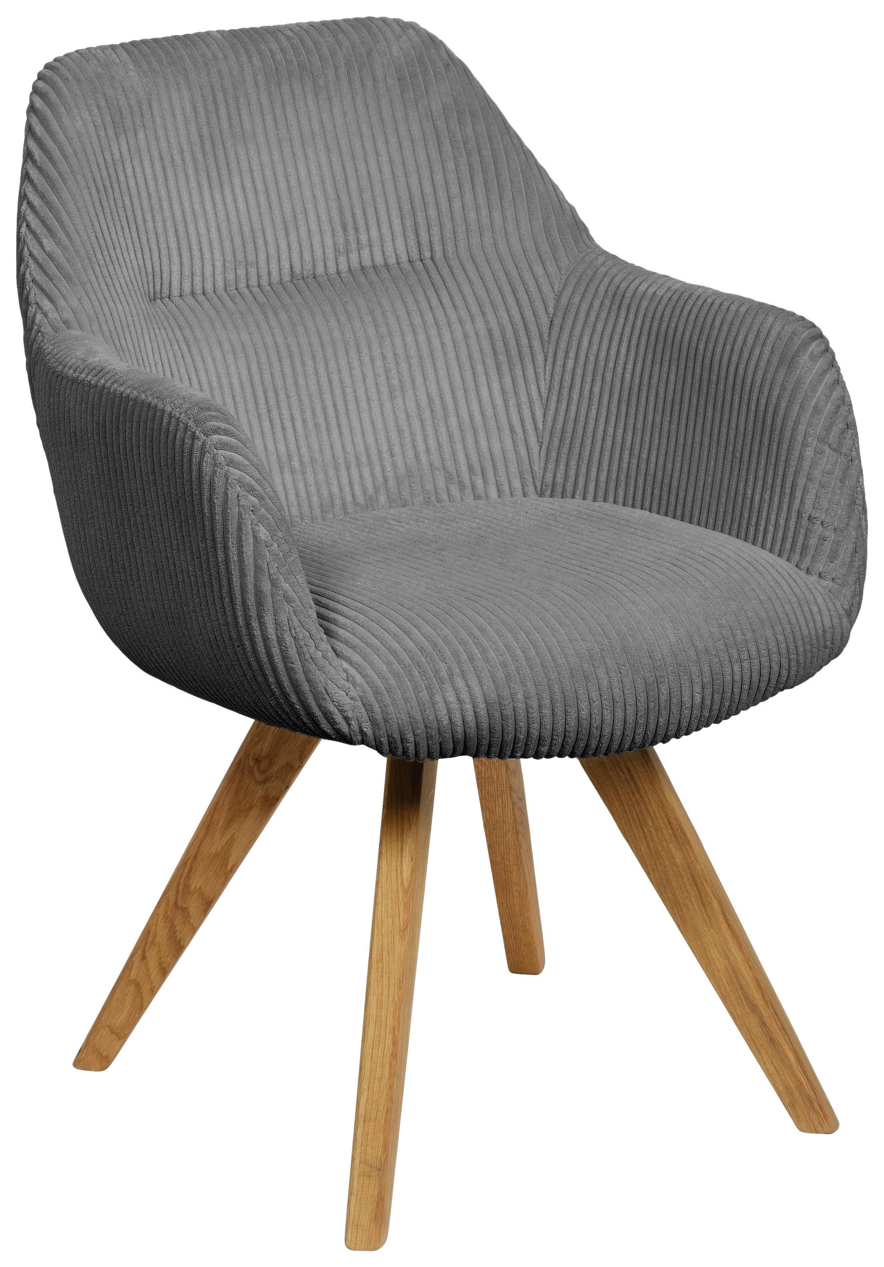 ARMLEHNSTUHL  in Cord  - Eichefarben/Grau, KONVENTIONELL, Holz/Textil (61/61/58cm) - Linea Natura