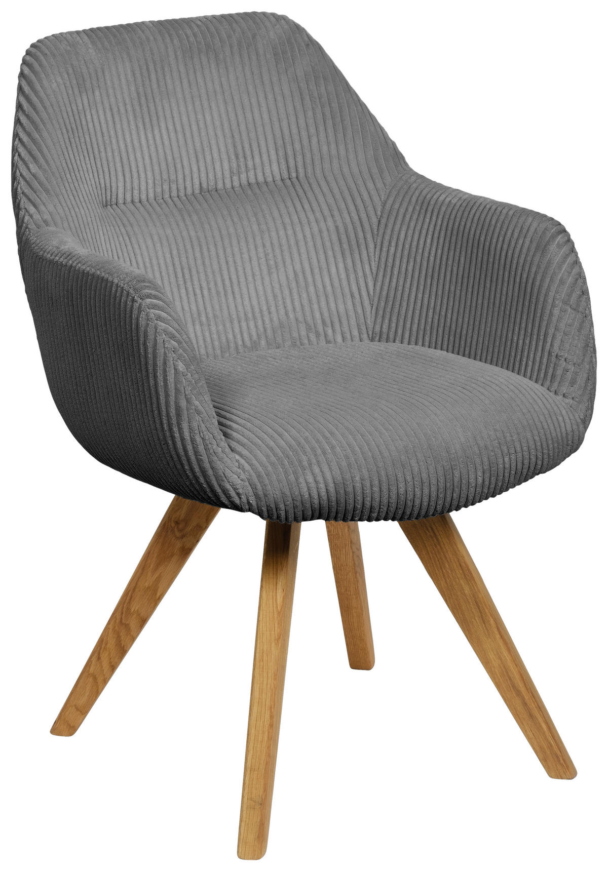 ARMLEHNSTUHL  in Cord  - Eichefarben/Grau, KONVENTIONELL, Holz/Textil (61/61/58cm) - Linea Natura