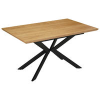 MATBORD svart, ekfärgad rektangulär  utdragbar  - svart/ekfärgad, Modern, metall/trämaterial (140-180/90/76cm) - Carryhome