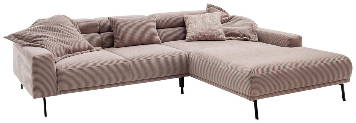 ECKSOFA  in Cord Taupe  293/215-217 cm  - Taupe/Schwarz, Design, Textil/Metall (293/215-217cm) - Schöner Wohnen