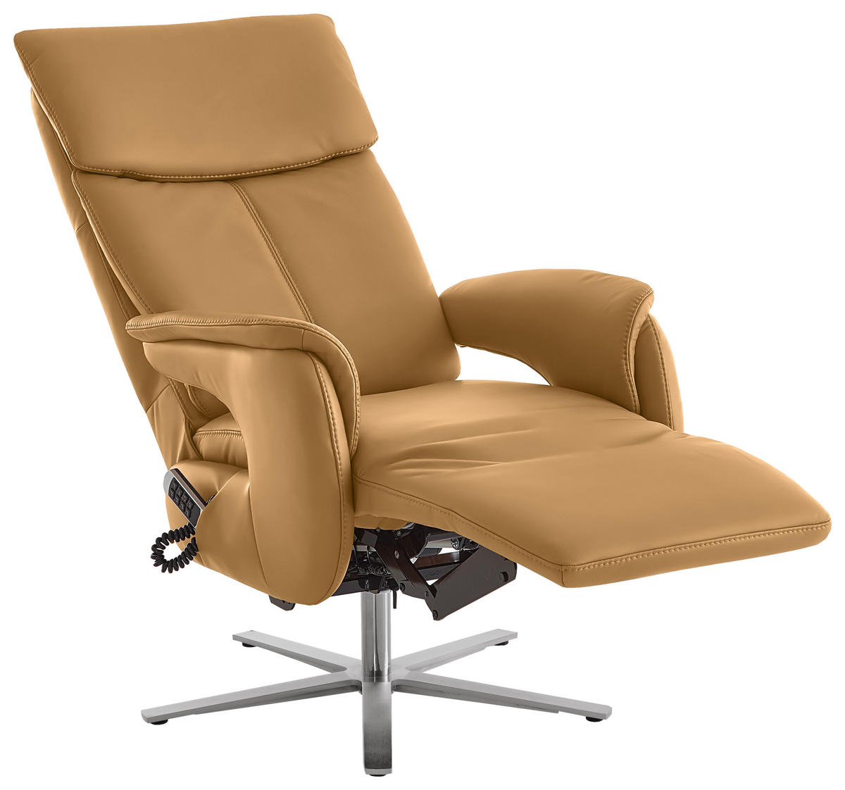 RELAXSESSEL in Leder Currygelb  - Currygelb/Edelstahlfarben, Design, Leder/Metall (70/124/85cm) - Cantus