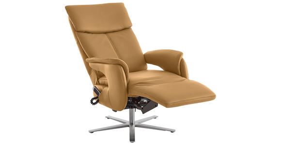 RELAXSESSEL in Leder Currygelb - Currygelb/Edelstahlfarben, Design, Leder/Metall (70/124/85cm) - Cantus