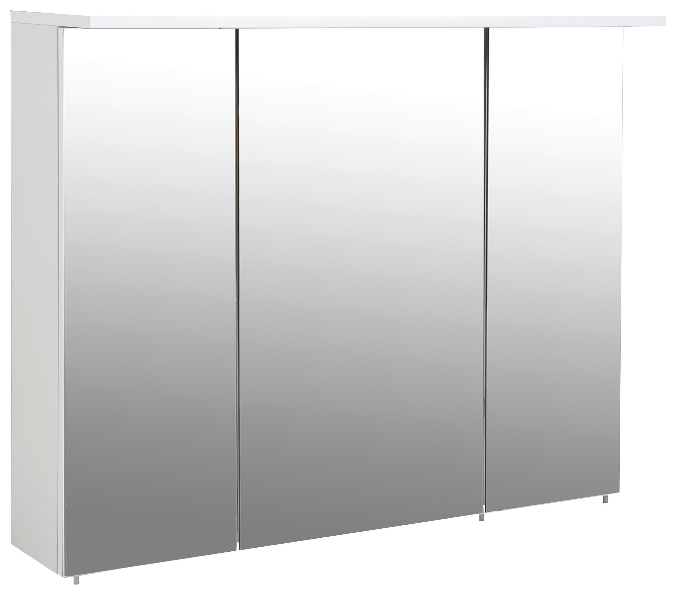 SPIEGELSCHRANK 100/72/23,7 cm  - Weiß Hochglanz/Silberfarben, MODERN, Glas/Holzwerkstoff (100/72/23,7cm) - MID.YOU