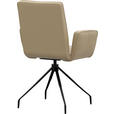 ARMLEHNSTUHL  Lederauswahl, Sitzfläche 180° drehbar  Echtleder  - Beige/Schwarz, Design, Leder/Metall (65/91/58cm) - Moderano