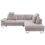 ECKSOFA in Flachgewebe Beige, Hellbraun  - Chromfarben/Hellbraun, Design, Textil/Metall (296/229cm) - Novel