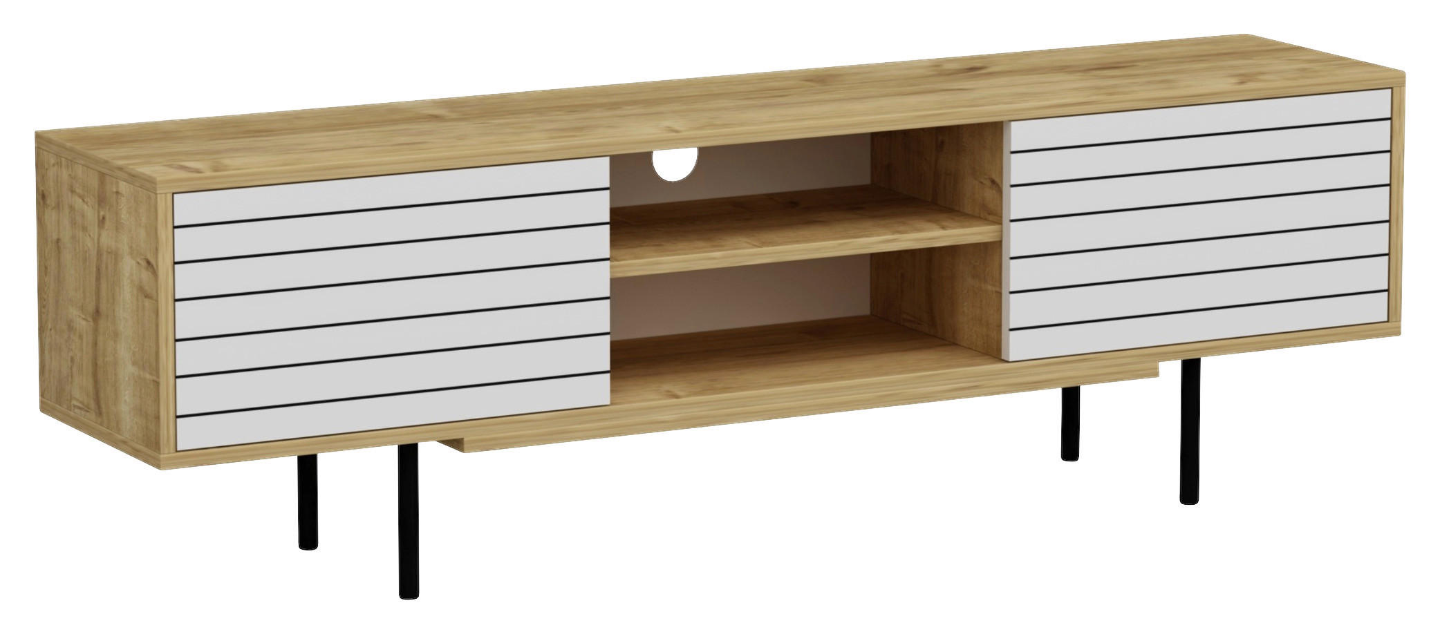 LOWBOARD 160/50,5/35 cm  - Eichefarben/Schwarz, Design, Holzwerkstoff (160/50,5/35cm) - Livetastic