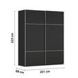 SCHWEBETÜRENSCHRANK 201/223/68 cm 2-türig Schwarz  - Alufarben/Schwarz, KONVENTIONELL, Holzwerkstoff/Metall (201/223/68cm) - Novel