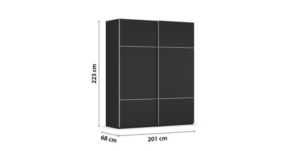 SCHWEBETÜRENSCHRANK 201/223/68 cm 2-türig Schwarz - Alufarben/Schwarz, KONVENTIONELL, Holzwerkstoff/Metall (201/223/68cm) - Novel