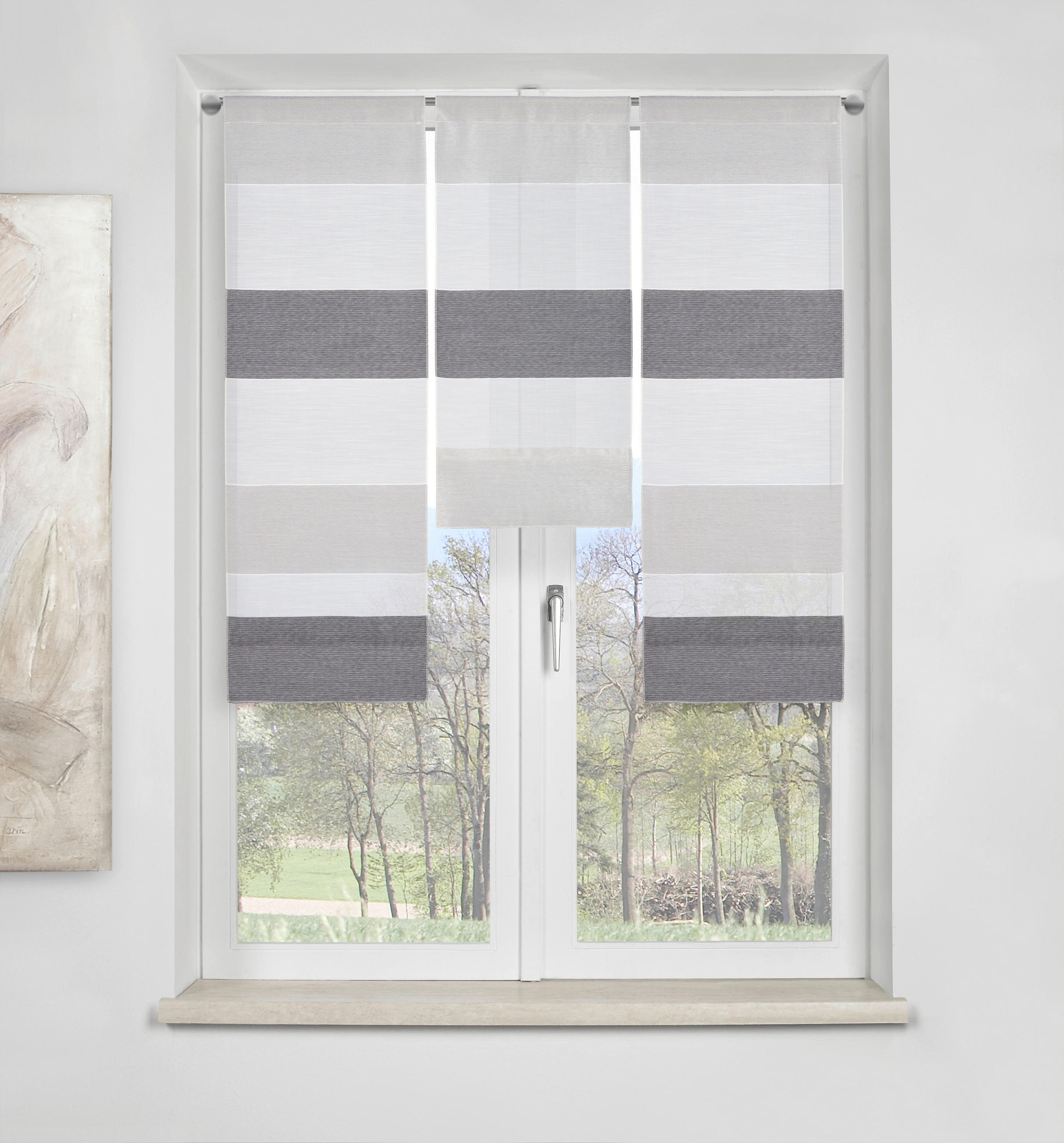 KURZGARDINE 3ER SET   30/80 cm   - Weiß/Grau, Basics, Textil (30/80cm) - Esposa