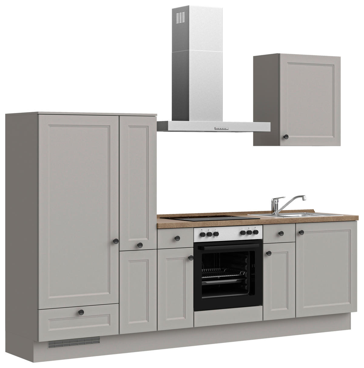 KÜCHENBLOCK Cascada 270 cm  in Grau, Eiche dunkel  - Eiche dunkel/Schwarz, MODERN, Holzwerkstoff/Metall (270cm) - Nobilia
