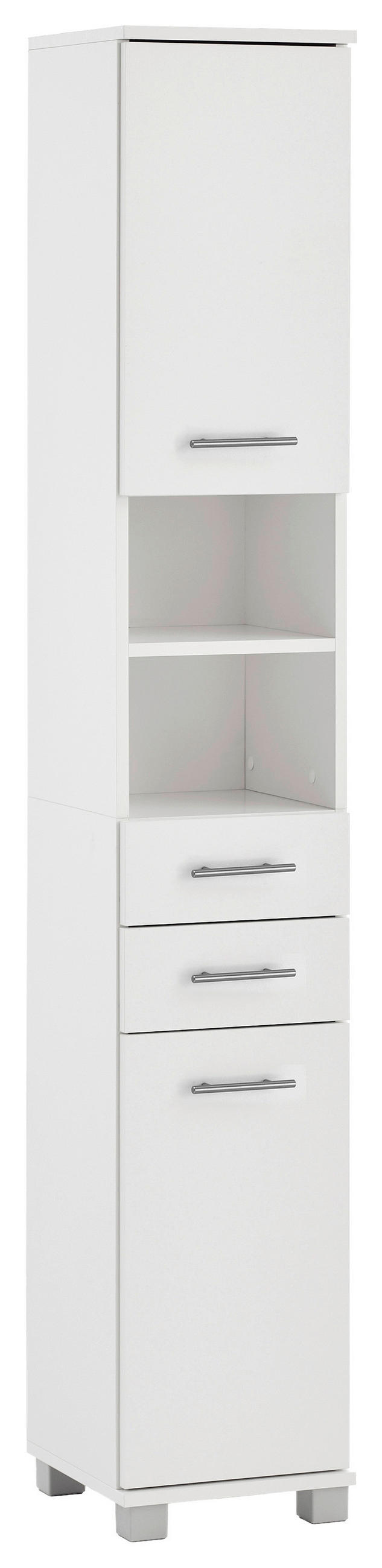 HOCHSCHRANK 30,3/180,9/32,6 cm  - Weiss/Edelstahlfarben, Modern, Holz/Holzwerkstoff (30,3/180,9/32,6cm) - Stylife