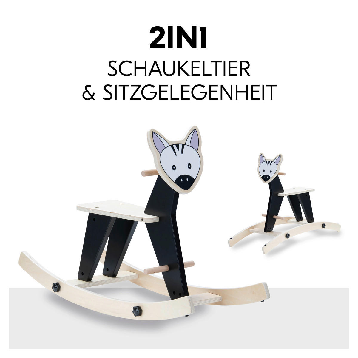 SCHAUKELTIER - Schwarz/Weiß, Basics, Holz (32,5/55/82cm) - Hauck