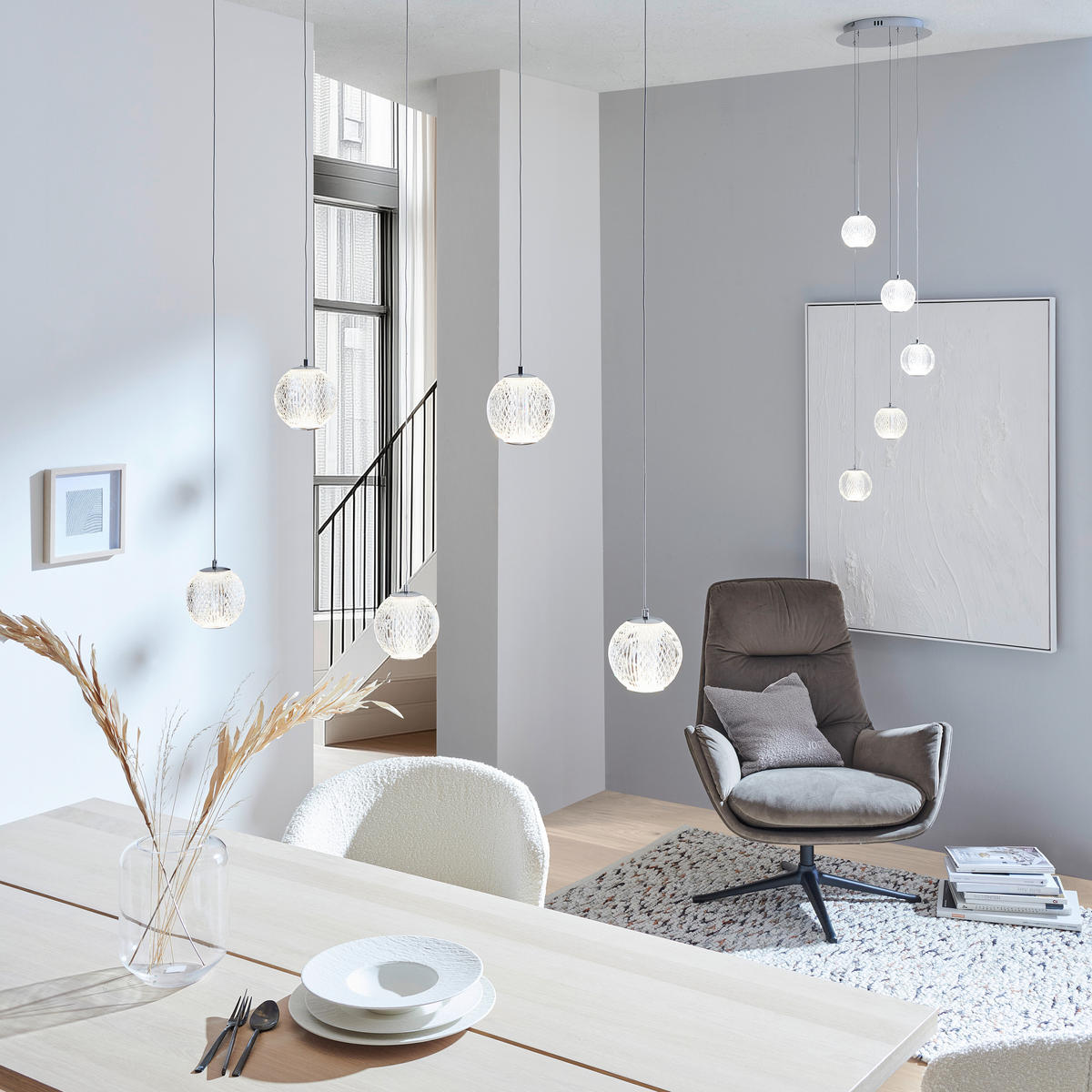 LED-PENDELLAMPA Allure 30/150 cm  - kromfärg/transparent, Design, metall/plast (30/150cm)
