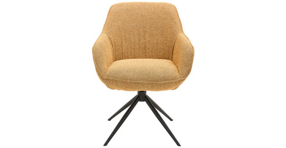 ARMLEHNSTUHL  Sitzfläche 360° drehbar, automatische Rückholfunktion Leinenoptik  - Schwarz/Orange, Design, Textil/Metall (64/84/61cm) - Novel