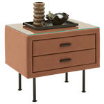 NACHTSCHRANK 60/45,5/50,5 cm  - Schwarz/Braun, KONVENTIONELL, Glas/Textil (60/45,5/50,5cm) - Dieter Knoll