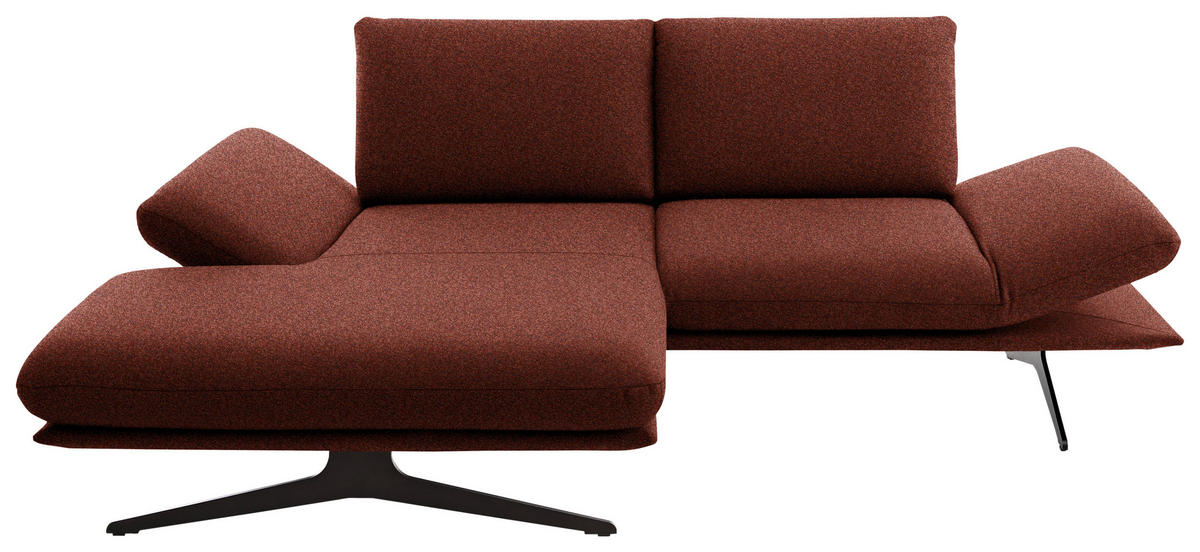 ECKSOFA  in Flachgewebe Rotorange  155/234 cm  - Rotorange/Schwarz, Design, Textil/Metall (155/234cm) - Dieter Knoll
