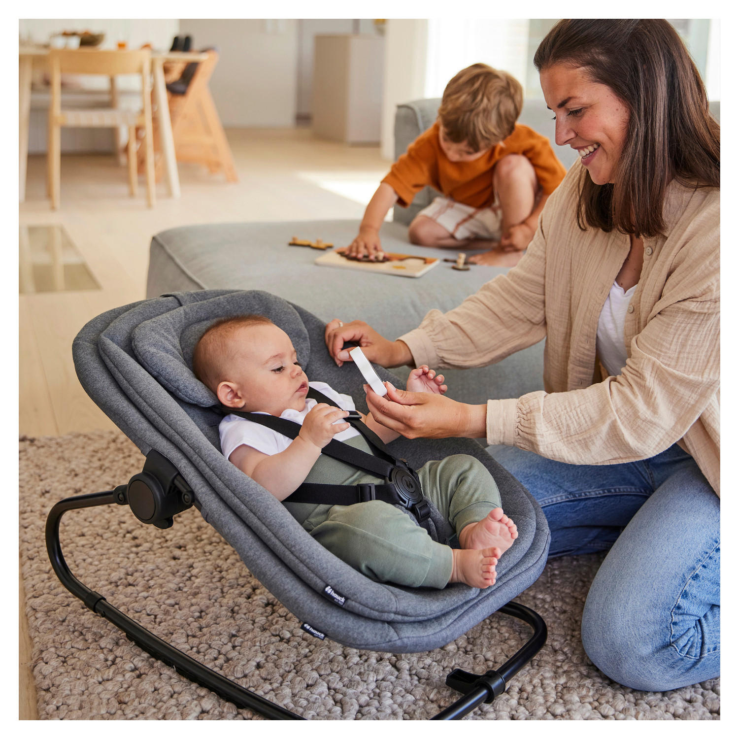 HOCHSTUHLLIEGE Highchair Bouncer  - Dunkelgrau, Basics, Kunststoff/Textil (49/44/68cm) - Hauck