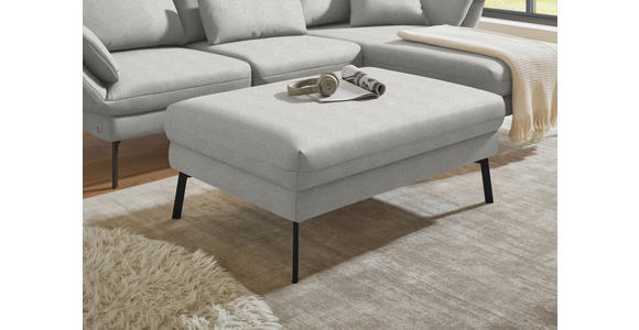 ECKSOFA  in Flachgewebe Silberfarben Armteilverstellung, Relaxfunktion, Drehsitzfunktion  255-365/175-224 cm  - Silberfarben/Schwarz, Design, Textil/Metall (255-365/175-224cm) - Dieter Knoll