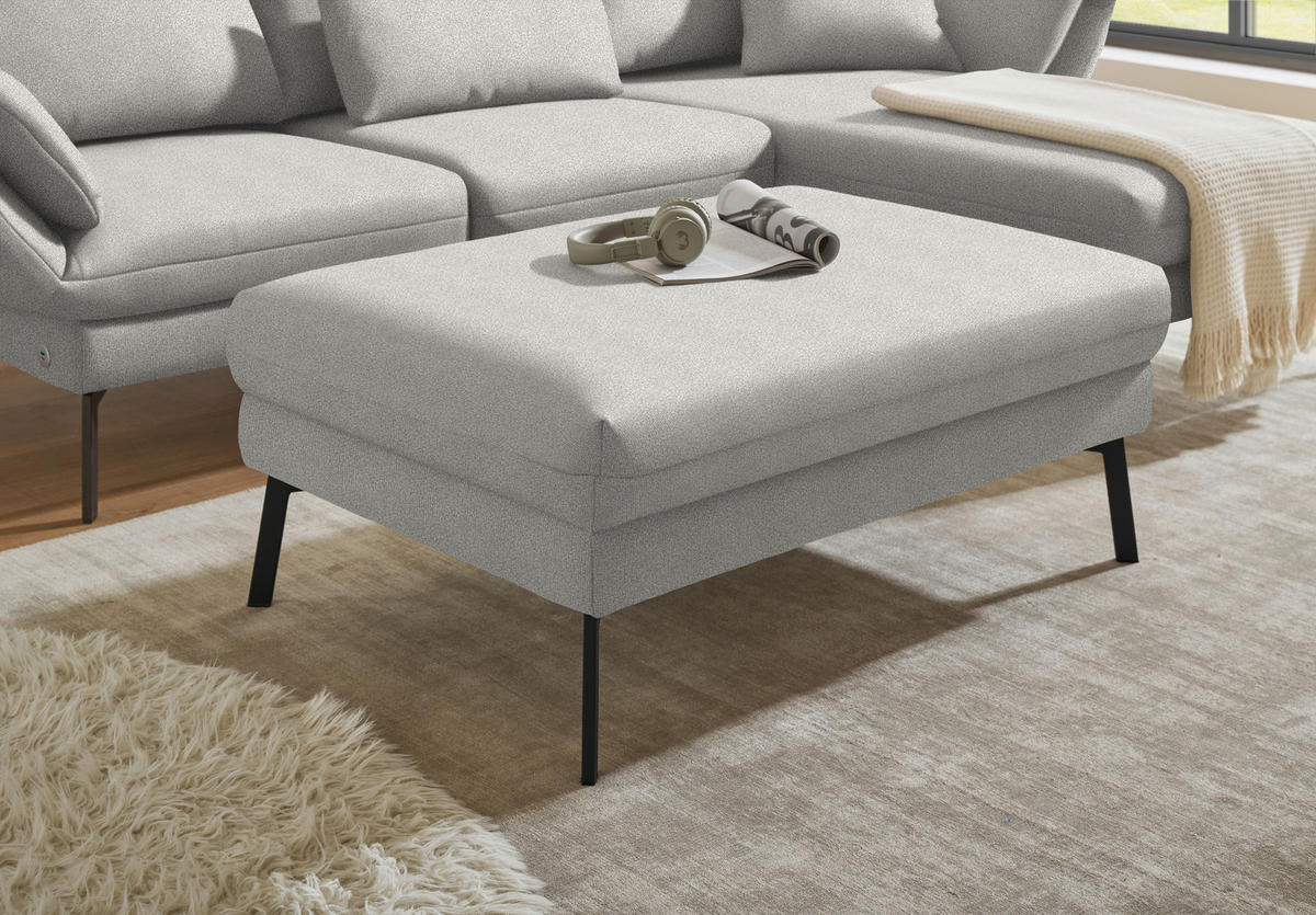 ECKSOFA  in Flachgewebe Silberfarben  255-365/175-224 cm  - Silberfarben/Schwarz, Design, Textil/Metall (255-365/175-224cm) - Dieter Knoll