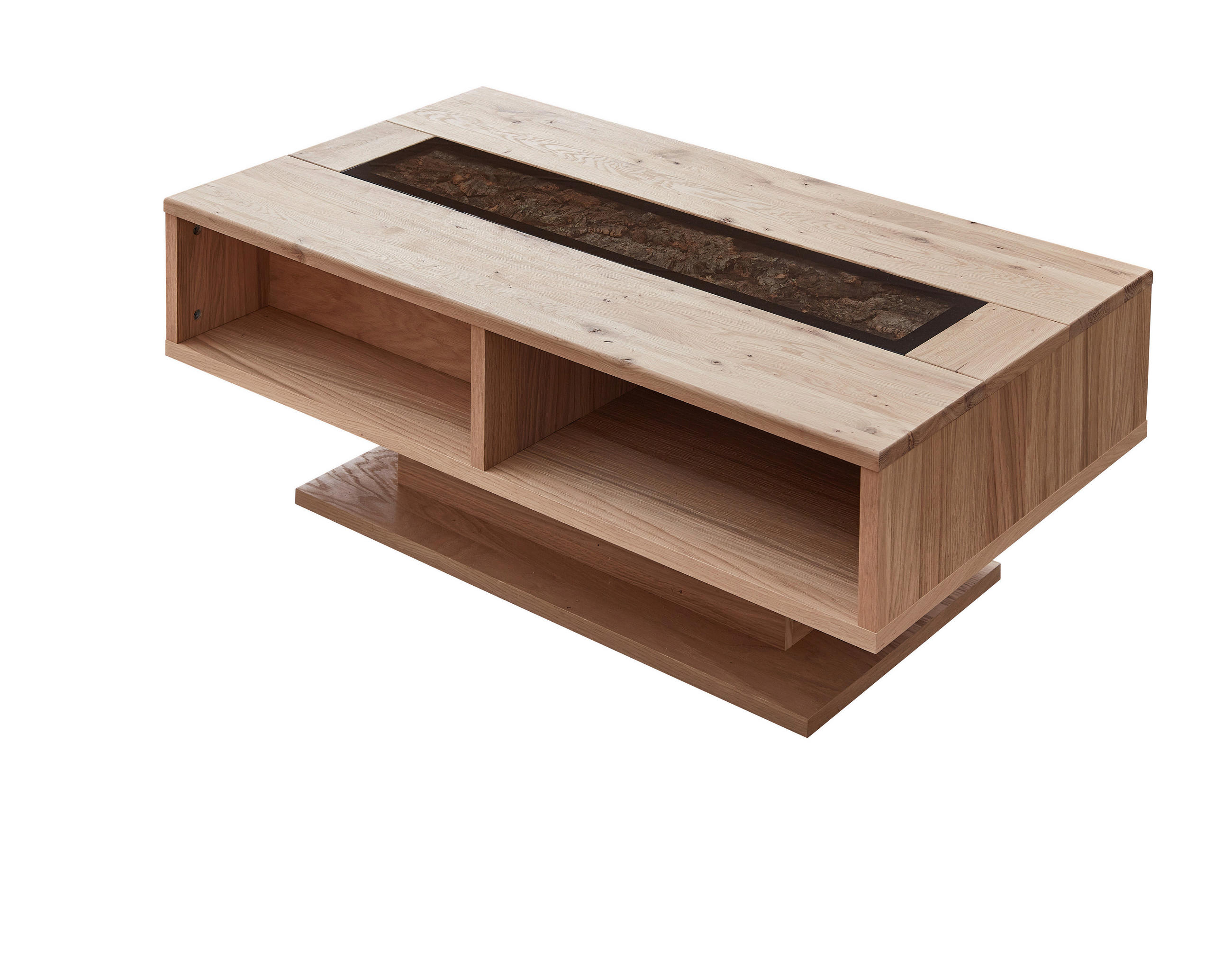 Livetastic Couchtisch Schwarz, Wildeiche 43x65x115 cm