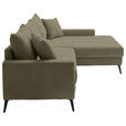 ECKSOFA  in Cord Grün  280/173 cm  - Schwarz/Grün, KONVENTIONELL, Textil/Metall (280/173cm) - Hom`in