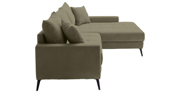 ECKSOFA  in Cord Grün  280/173 cm  - Schwarz/Grün, KONVENTIONELL, Textil/Metall (280/173cm) - Hom`in