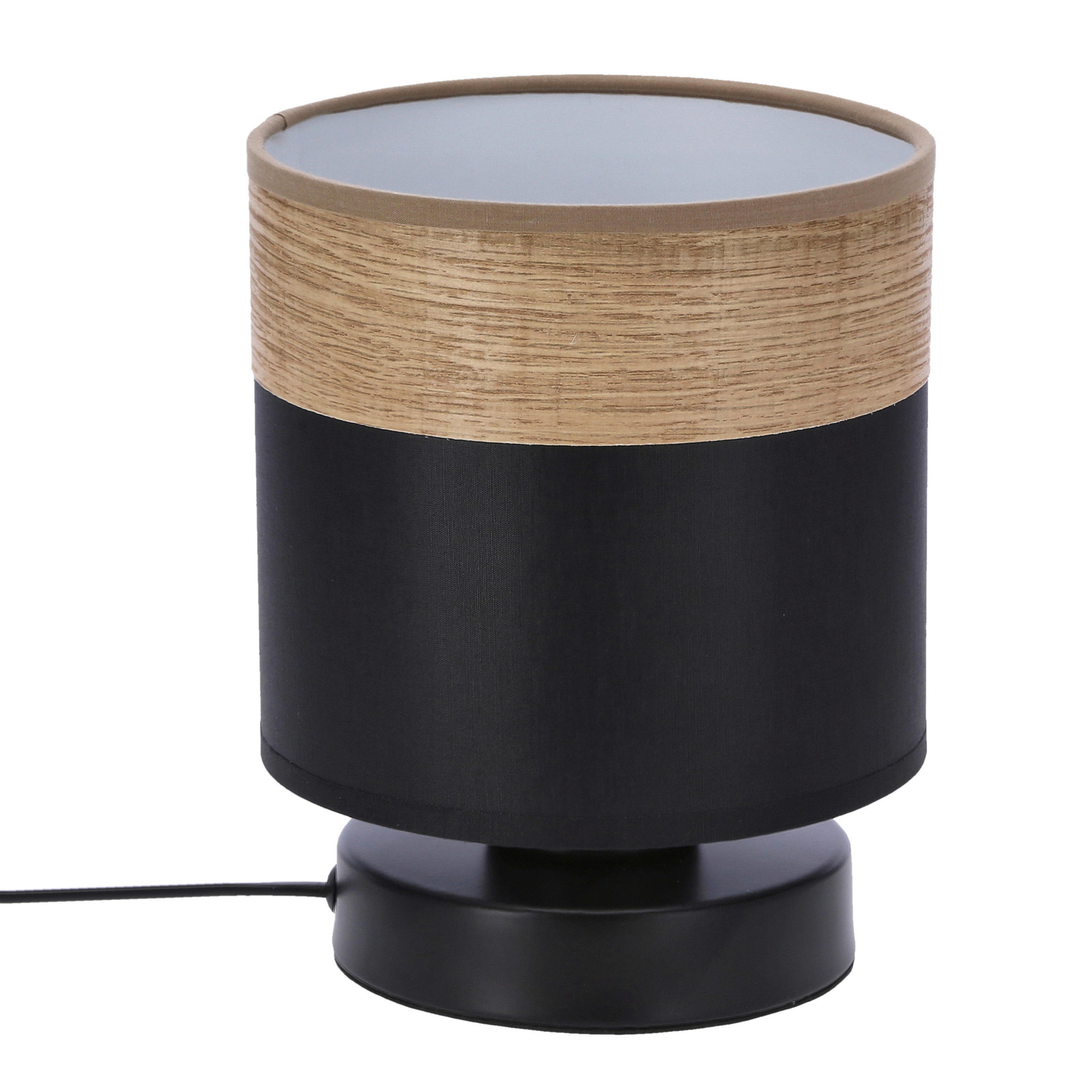 TISCHLEUCHTE Porto 15/18 cm  - Eichefarben/Schwarz, Natur, Textil/Metall (15/18cm)