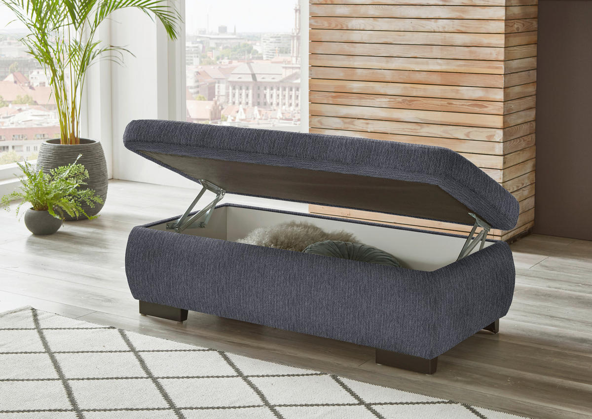 ECKSOFA in Flachgewebe Anthrazit  - Anthrazit/Schwarz, Design, Textil/Metall (297/174cm) - Beldomo Style