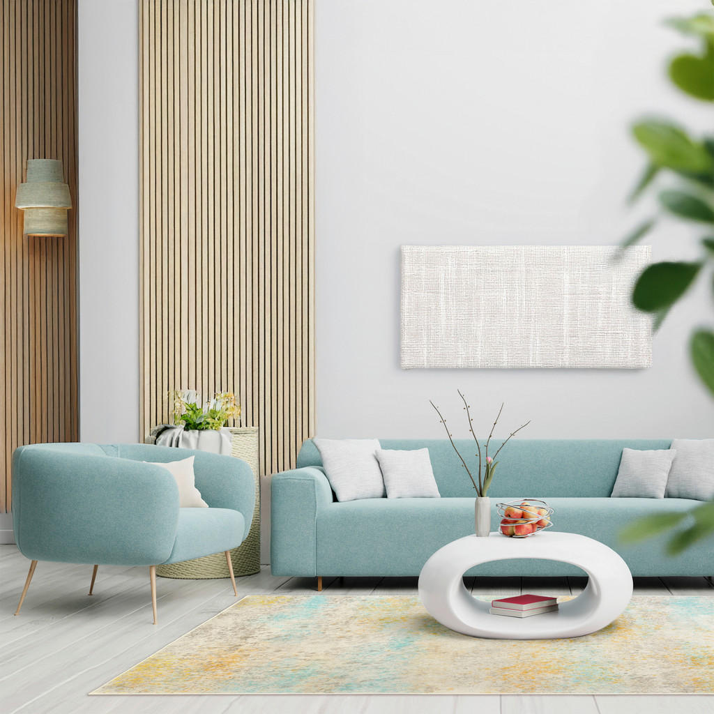 Thumbnail - Lindorug Vintage-Teppich Ondea Fioralys, waschbar, Türkis, Hellgelb, Greige, Textil, Abstraktes, rechteckig, 200x290 cm,...