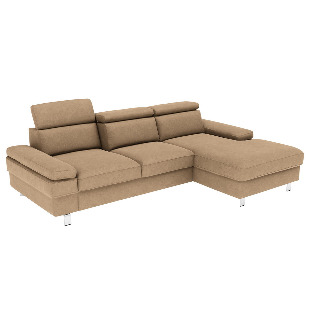 CANAPÉ D'ANGLE in Mikrofaser Sandfarben  - Sandfarben/Silberfarben, Konventionell, Textil/Metall (182/82/259cm) - Trendmanufaktur