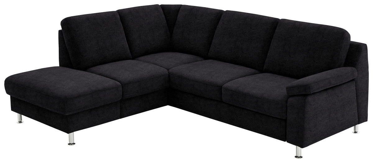ECKSOFA in Webstoff Anthrazit  - Anthrazit/Alufarben, Konventionell, Textil/Metall (200/241cm) - Beldomo System