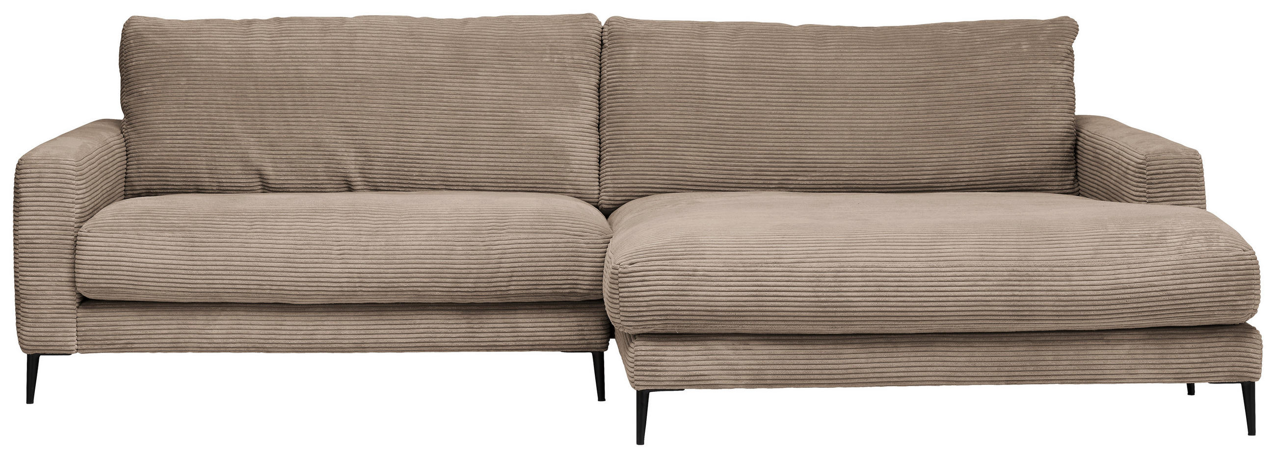 CANAPÉ D'ANGLE in Cord Taupe  - Taupe/Schwarz, Design, Textil/Metall (272/190cm) - Lomoco