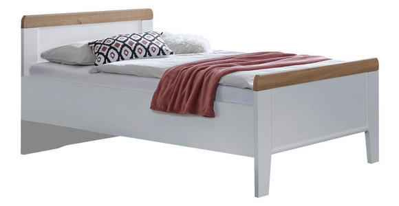 BETT 100/200 cm in Weiß, Eiche Bianco - Eiche Bianco/Weiß, KONVENTIONELL (100/200cm) - Venda