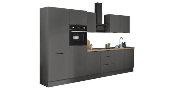 KÜCHENBLOCK in Graphitfarben - Schwarz/Graphitfarben, Basics, Holzwerkstoff/Metall (330/211/60cm) - Xora