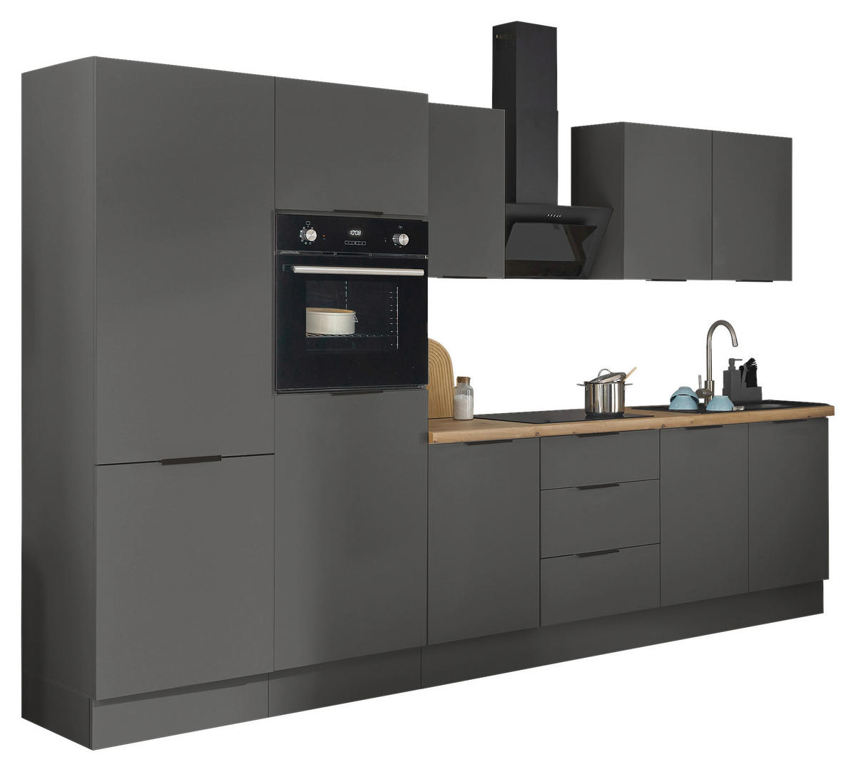 KÜCHENBLOCK   in Graphitfarben  - Schwarz/Graphitfarben, Basics, Holzwerkstoff/Metall (330/211/60cm) - Xora