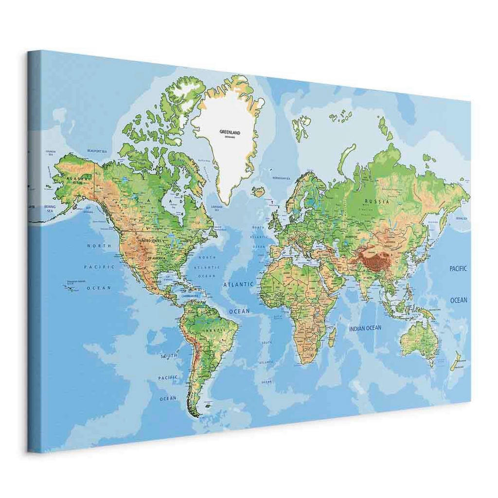 artgeist OBRAZ NA PLÁTNE, mapa sveta, 90/60/1,2 cm