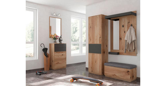 GARDEROBENSCHRANK 60/205/38 cm - Eichefarben/Anthrazit, Natur, Glas/Holz (60/205/38cm) - Waldwelt